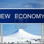 6768360-a-blue-road-sign-with-white-text-saying-new-economy