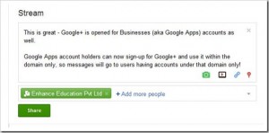 WoW! Google Plus arrives for Google Apps / Business users