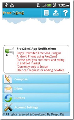 Free2SMS 4 Android apps to Send FREE SMS across India