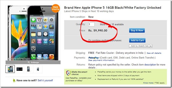 iPhone 5 available in India for Rs. 60,000!