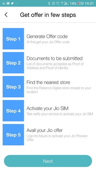 Jio Offer Steps