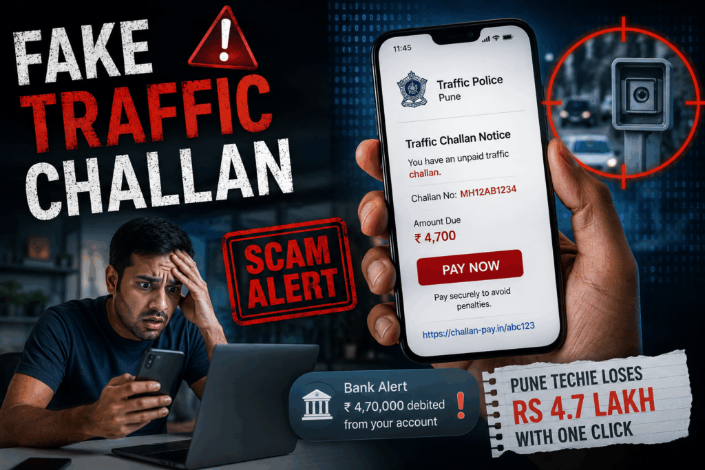 Traffic Challan के नाम पर बड़ा साइबर फ्रॉड! Pune के Tech Employee को ₹4.7 लाख का चूना