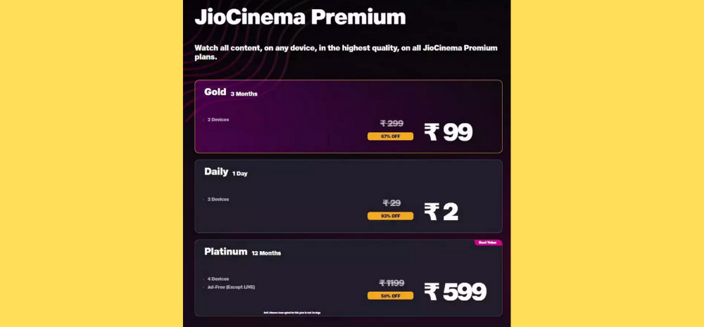 JioCinema Premium Plans Can Start From Rs 2/Day Or Rs 33/Month With Ad-Free Feature, Exclusive Movies & More!