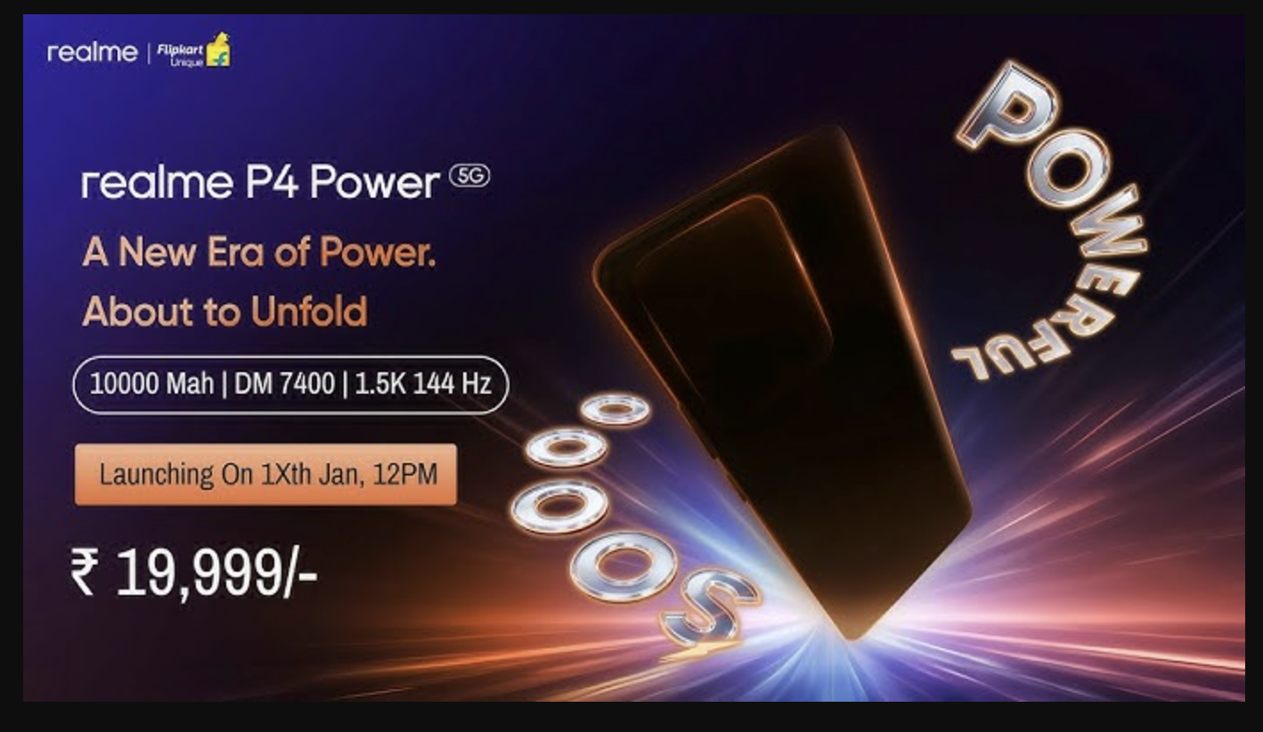 Realme P4 Power Teased With 10,000 mAh Battery: 1.5 Days Use In One Charge!