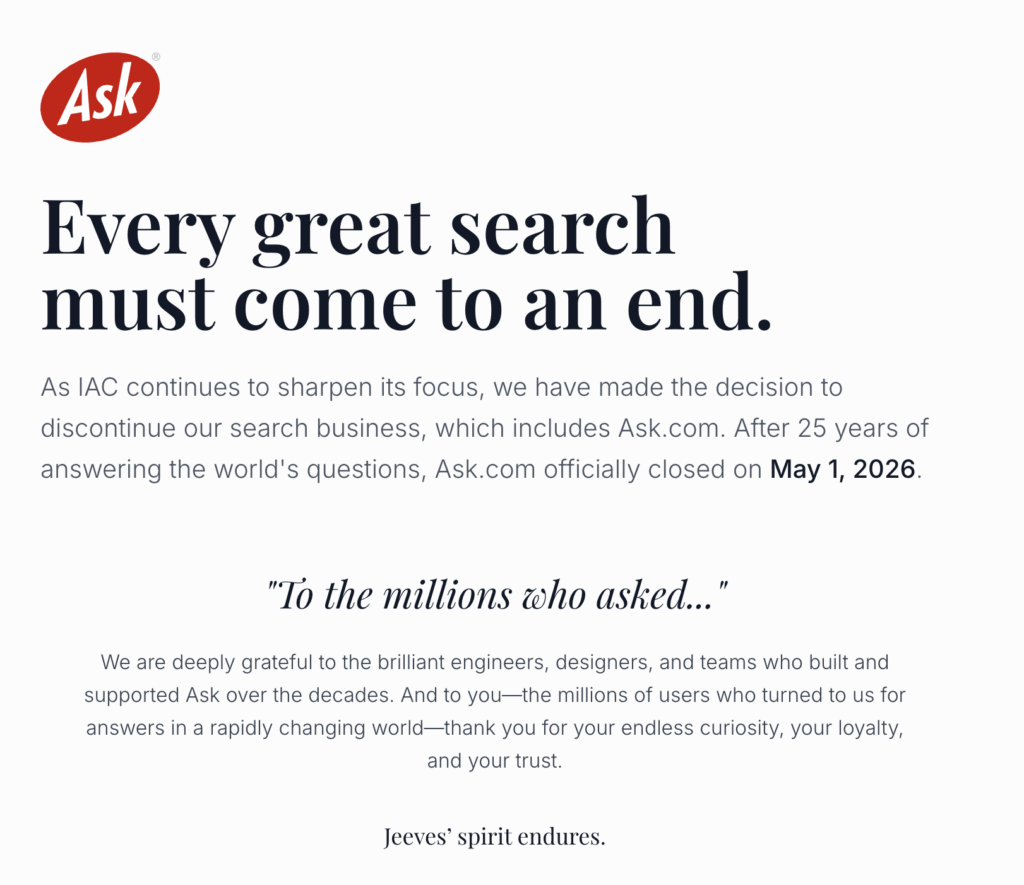 End Of An Era: After 30 Years, Ask.com Shuts Down 