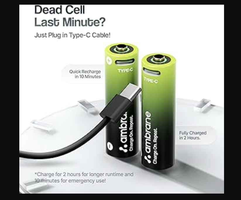 India's 1st USB Type C Rechargeable AA, AAA Batteries Launched ByAmbrane