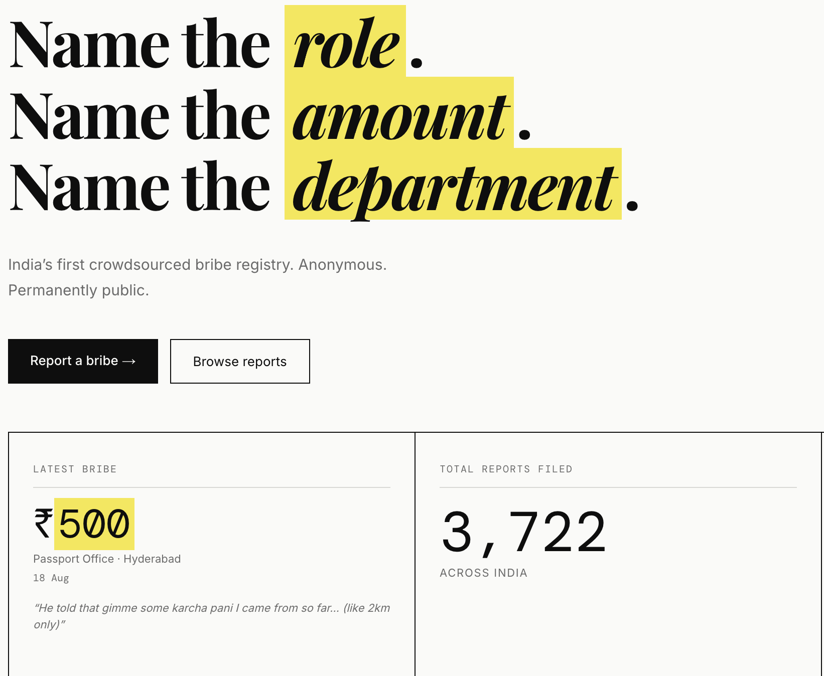 Student Creates Website To Report Bribes; 3700+ Enteries In 24 Hours!