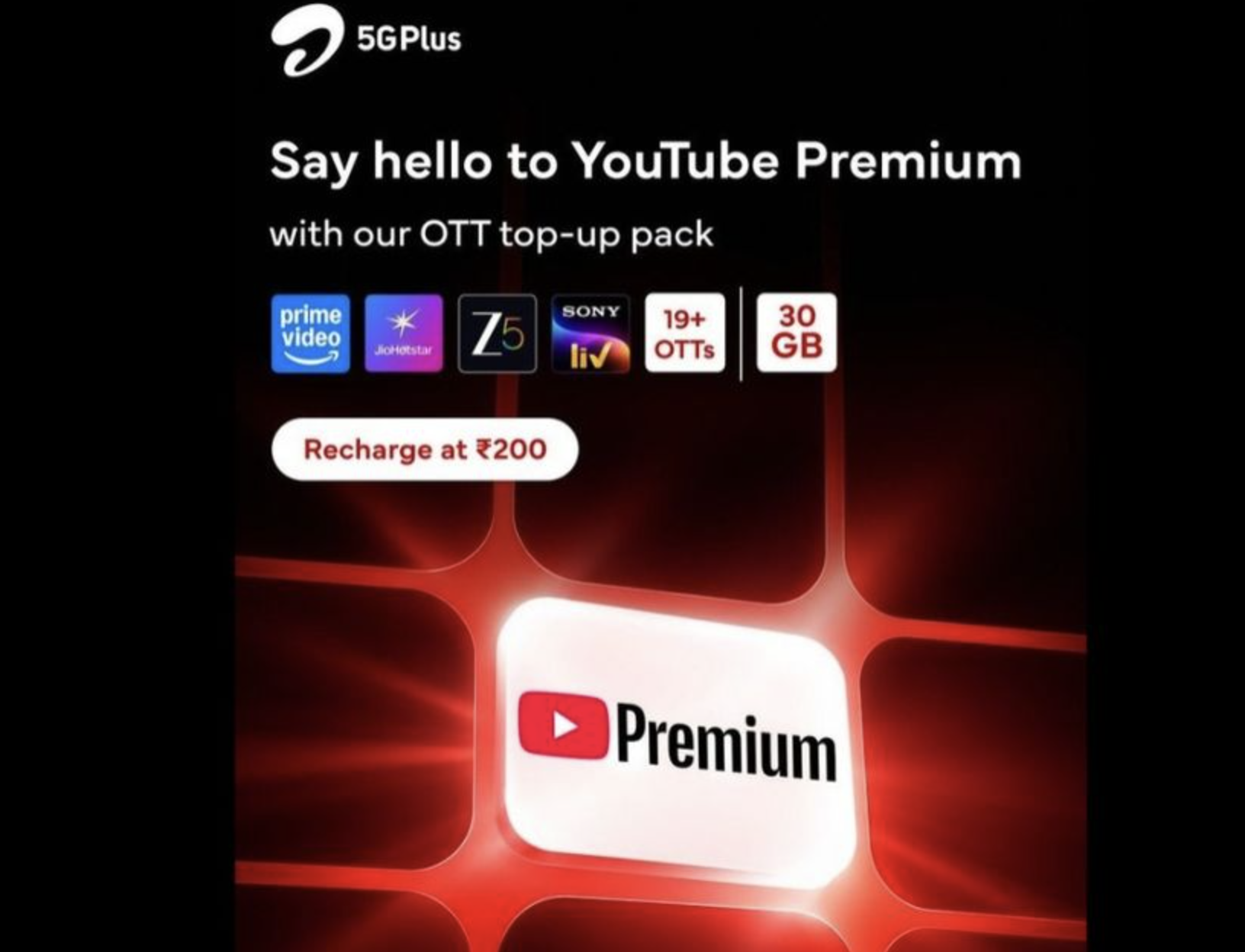 Youtube Premium Now Free For Airtel Prepaid Users With Rs 200 Pack