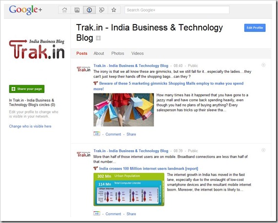 Trak.in Google  Page