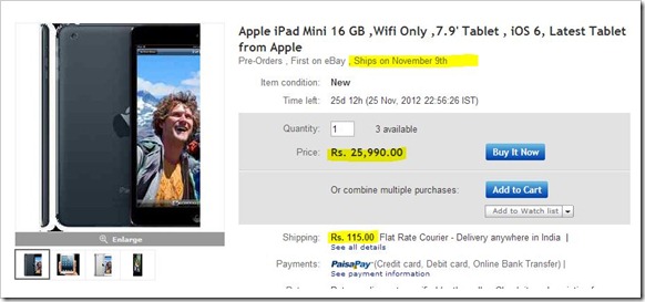 iPad Mini available on Ebay India for Rs. 25,990!