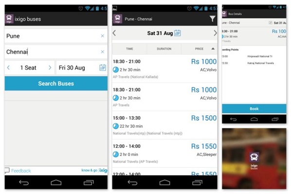 Ixigo Launches Bus Ticket Search Android Mobile App!