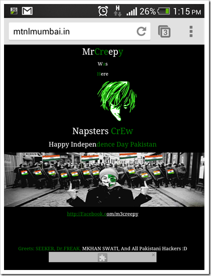 MTNL webste hacked