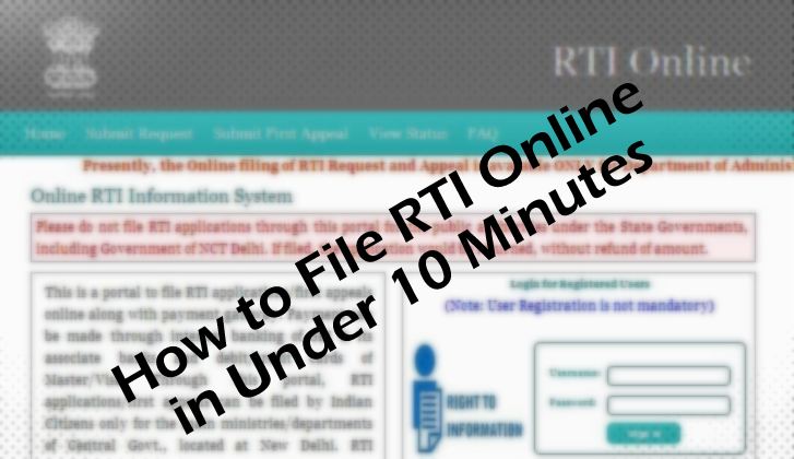 Filing Online RTI Application In Under 10 Minutes