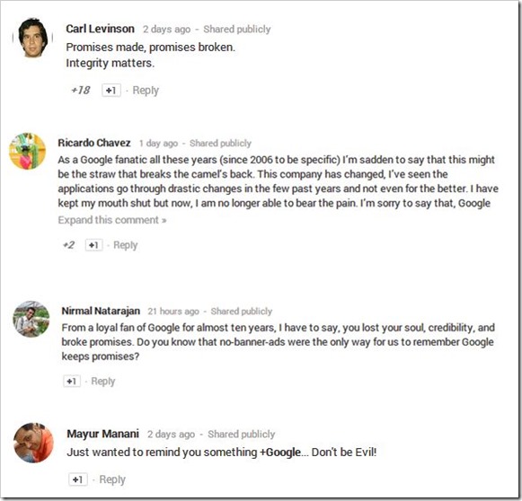 Comments on Google