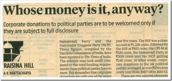 New Companies Act 2013: Should Indian Corporates Disclose Their Political Donations?