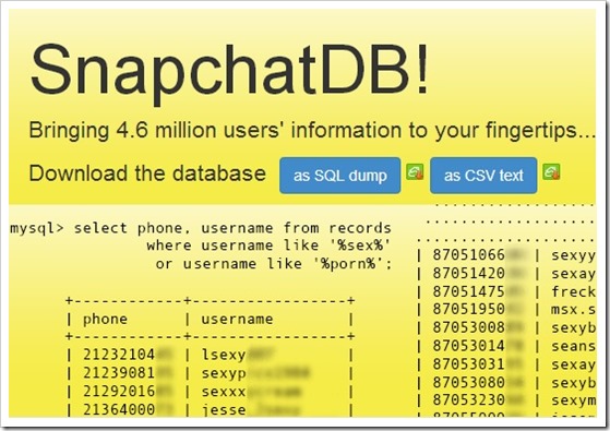 SnapChat DB Hack