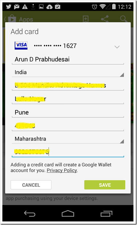 Add Debit card to play store