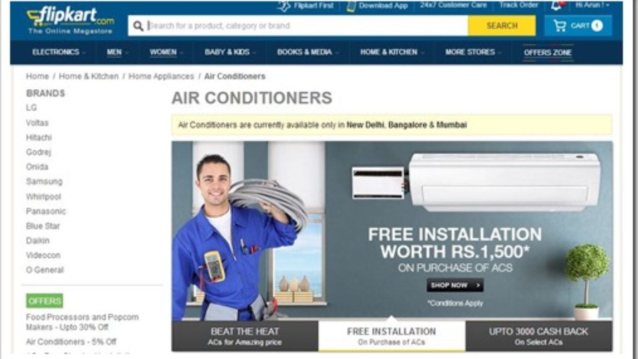 flipkart ac service