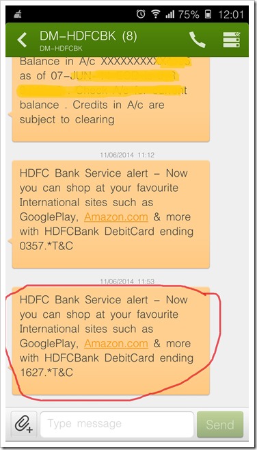 HDFC Alert Debit Card shopping