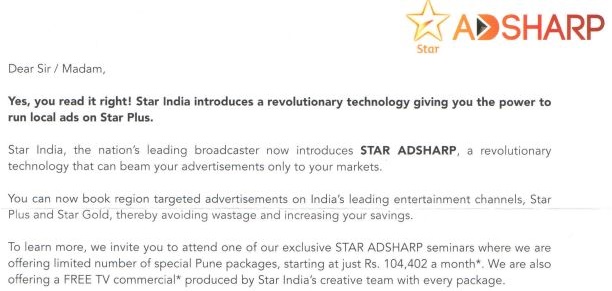 Star India Launches AdSharp: Revolutionary Concept for Geo-targeting TV Advertisements