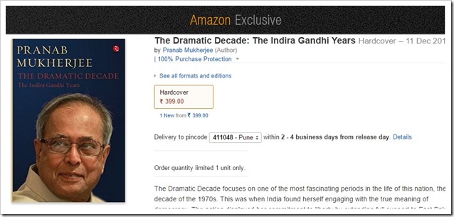Amazon Exclusive Pranab Mukherjee book