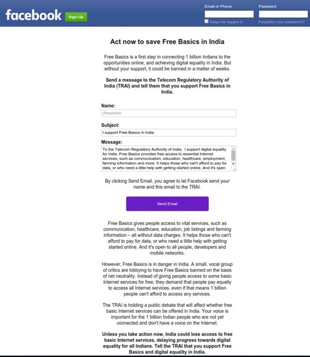 Facebook Free Basics Campaign