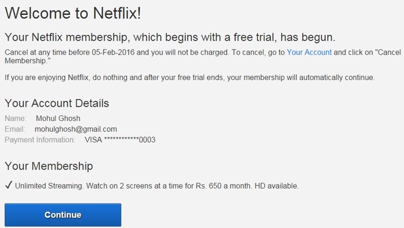 Netflix India membership