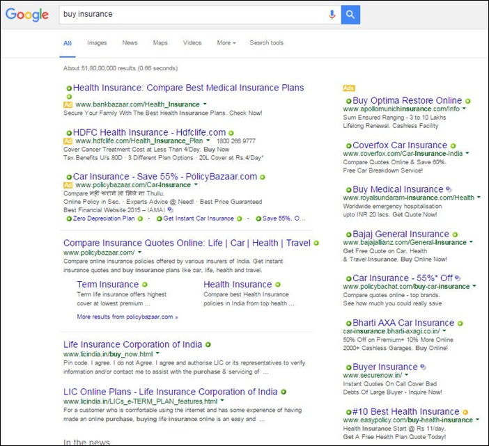 current google desktop search results page