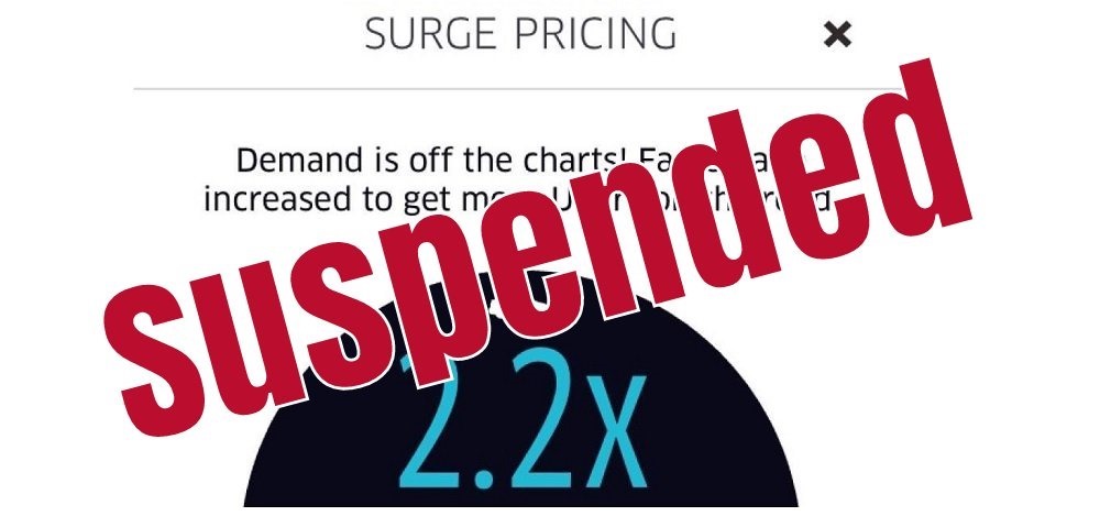Uber Surge Pricing suspended
