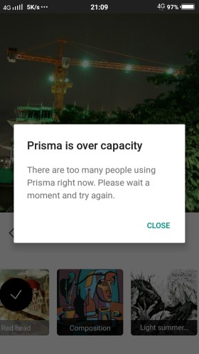 Prisma over capacity