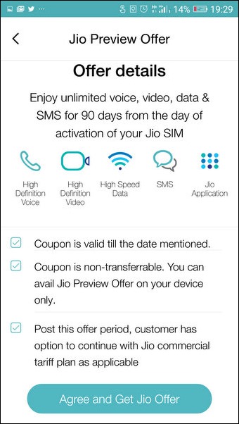 Jio Preview Offer details