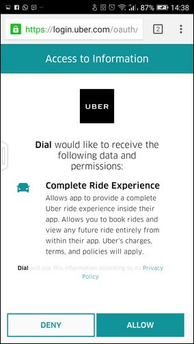 Uber Dial third