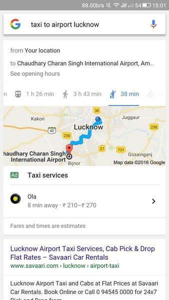 Google Search Taxi rental