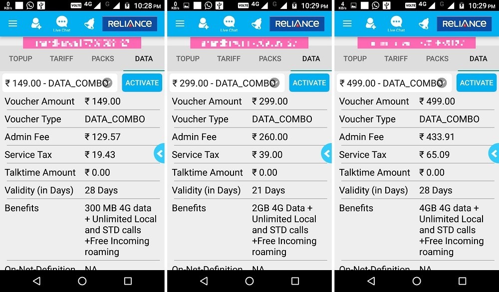 Reliance Free calling packs