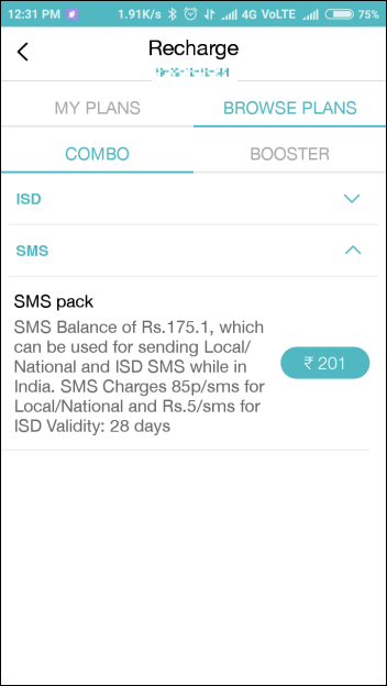 Jio Combo SMS Pack