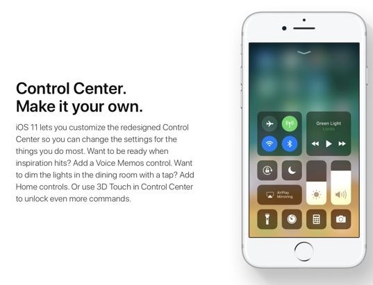 iOS control center