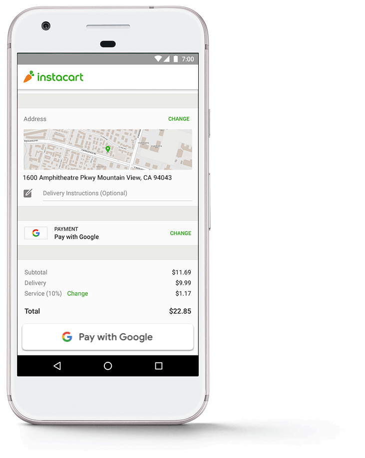 Pay With Google Working With InstaCart