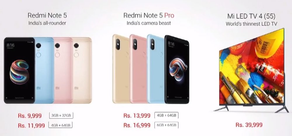 Redmi Note5, Note 5 Pro, Mi TV 4 Launched