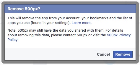 Facebook App Remove Option