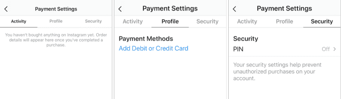 Instagram Payments Settings
