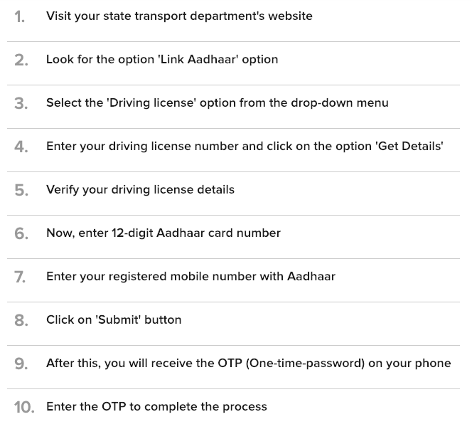How to link Aadhaar with Driving License