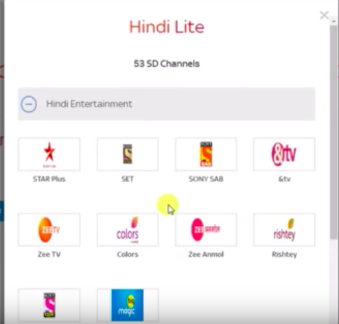 Hindi Lite Pack by Tata Sky
