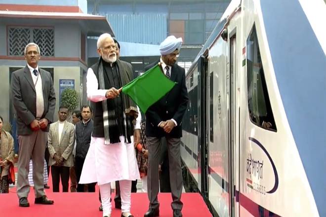 PM Modi flagging off Train18