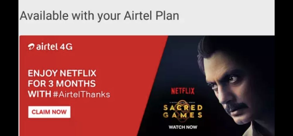 Free Netflix with Airtel's V-Fiber Plans now