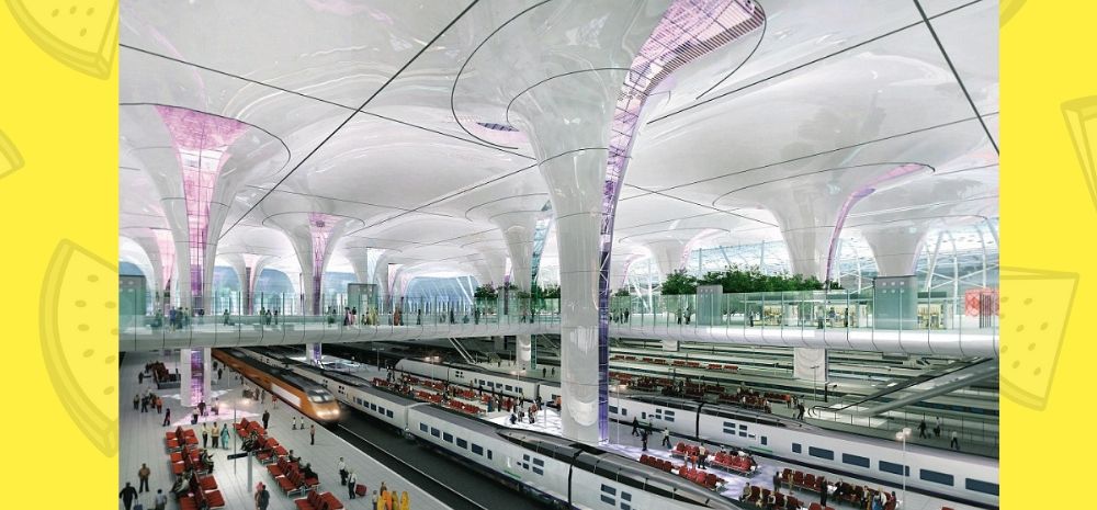 Futuristic design of New Delhi Railway Station (Arup's Future Of Rail 2050 report)