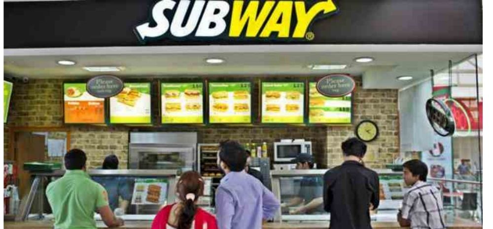 Customers at a Subway outlet