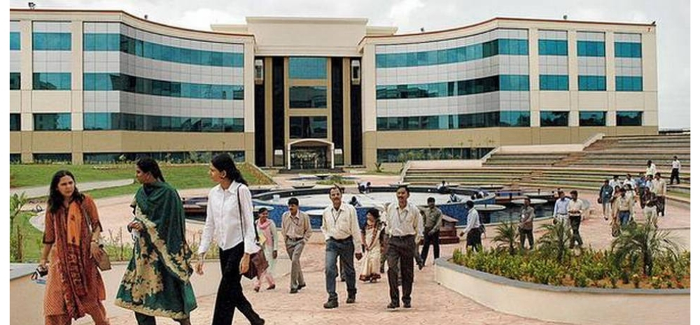 People walking in a corporate campus