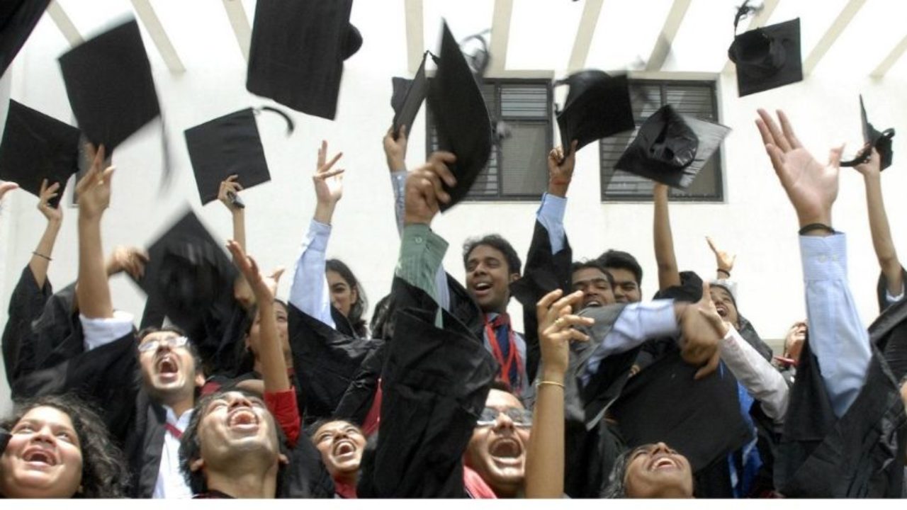 Students at a graduation ceremony