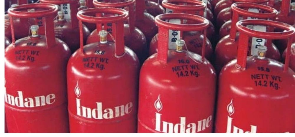 Indane branded red colored gas cylinders