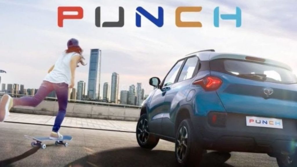 Rear view of Tata Punch subcompact SUV in a promotional image